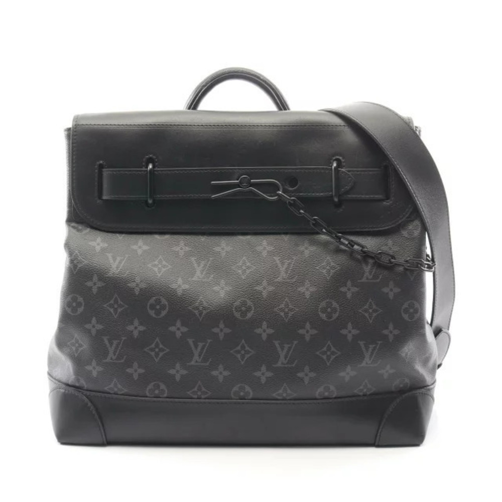 Louis Vuitton Steamer Monogram Eclipse Black Handbag Canvas Leather Black